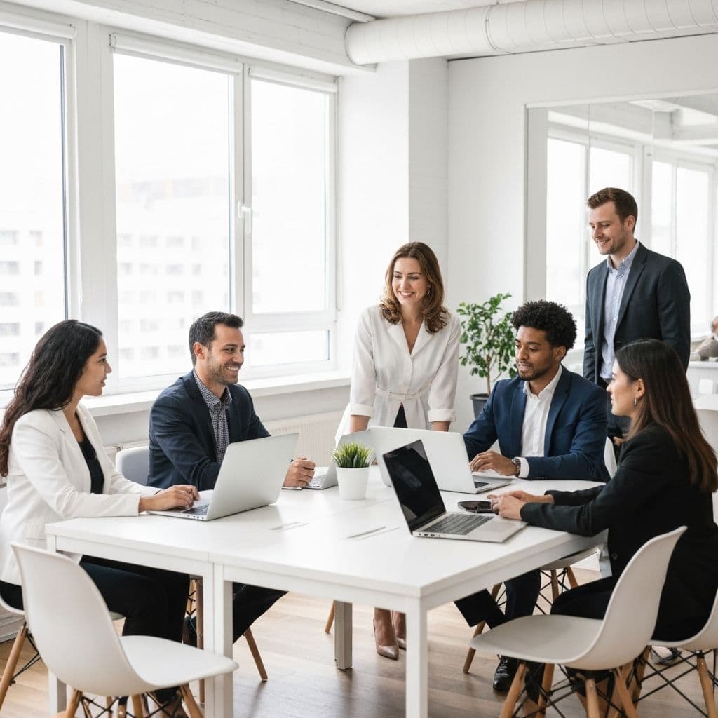 Equipo de consultores senior de Hunter Solutions Tech colaborando en estrategia tecnologica